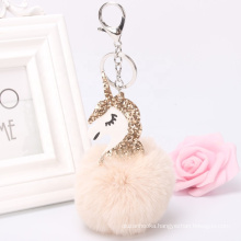 30 Colors Pompom Unicorn Keychain Rabbit Fur Ball Horse Key chain porte clef Bag Car Keyring llavero mujer chaveiros For Women